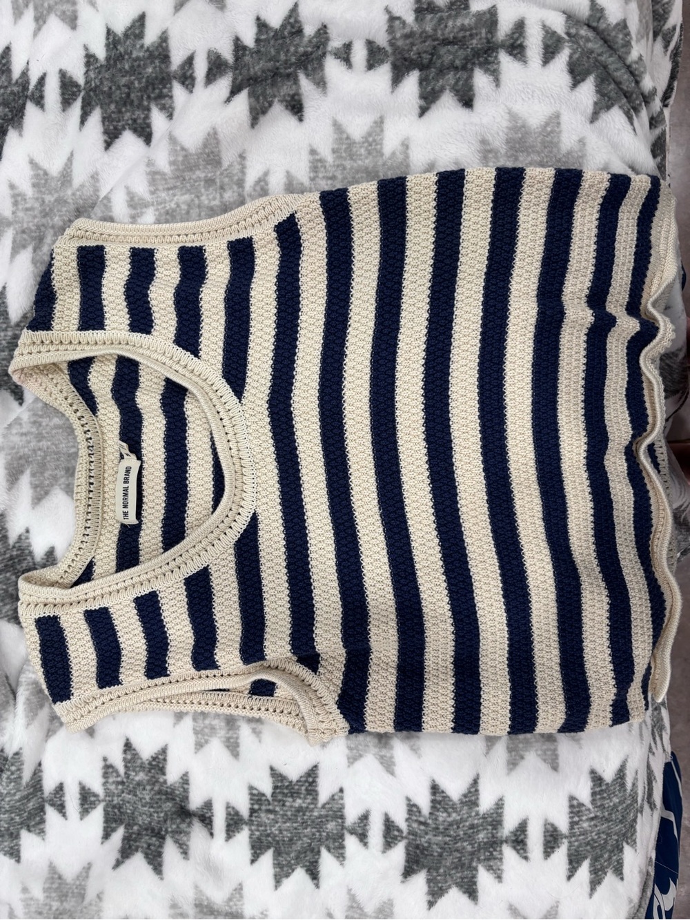 The Normal Brand Navy and Cream Striped Knit Tank Top (with pets)